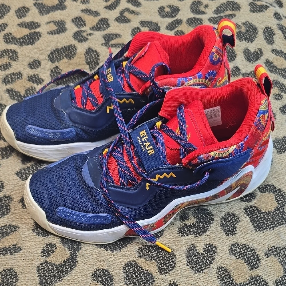 Adidas Red and Blue Sneakers with Mesh Upper and White Sole